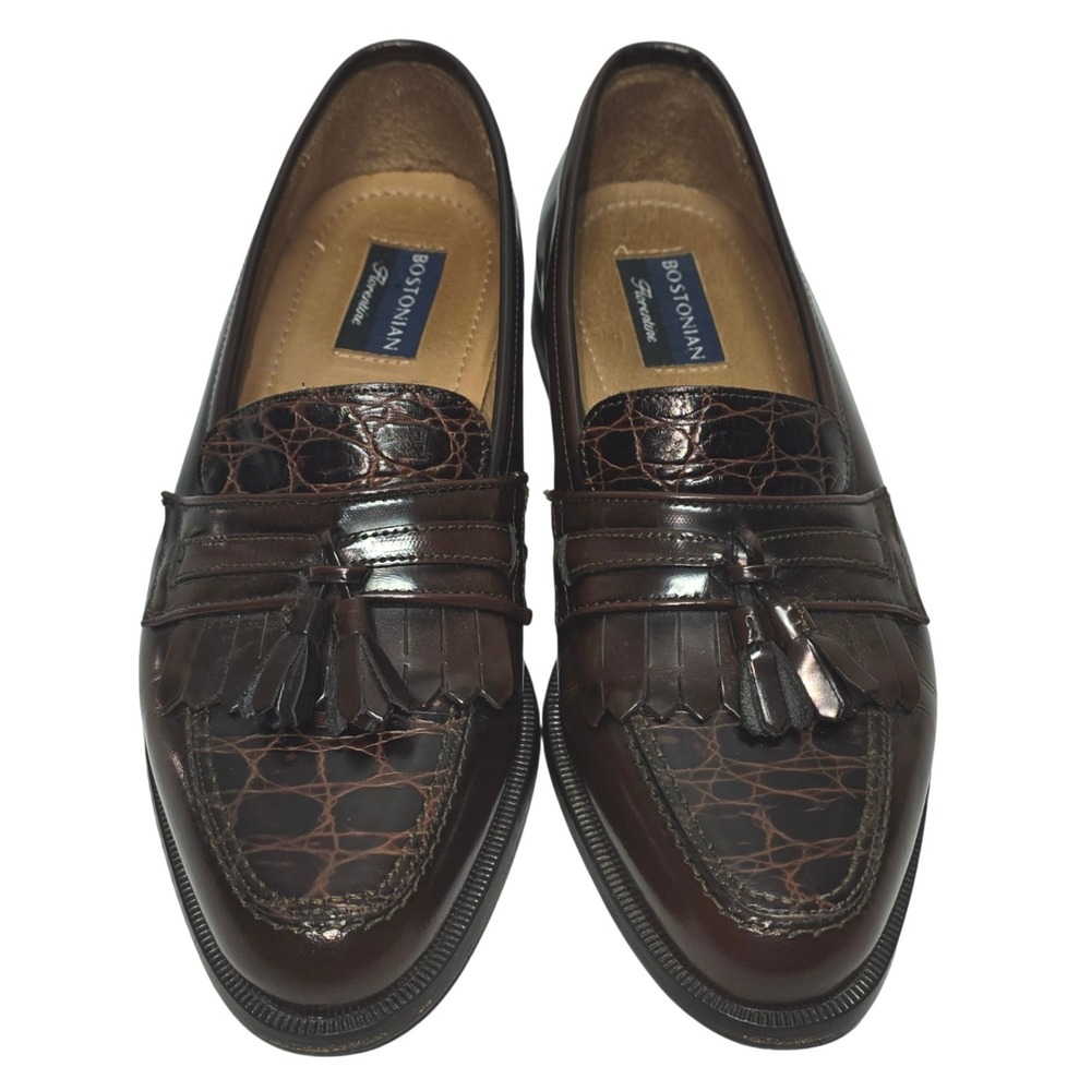 Bostonian Florentine Mens 9M Brown Leather Tassel Kiltie Loafers Made in Italy